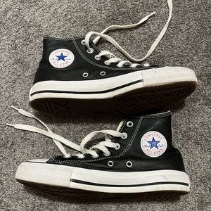 Black Leather Hightop Converse